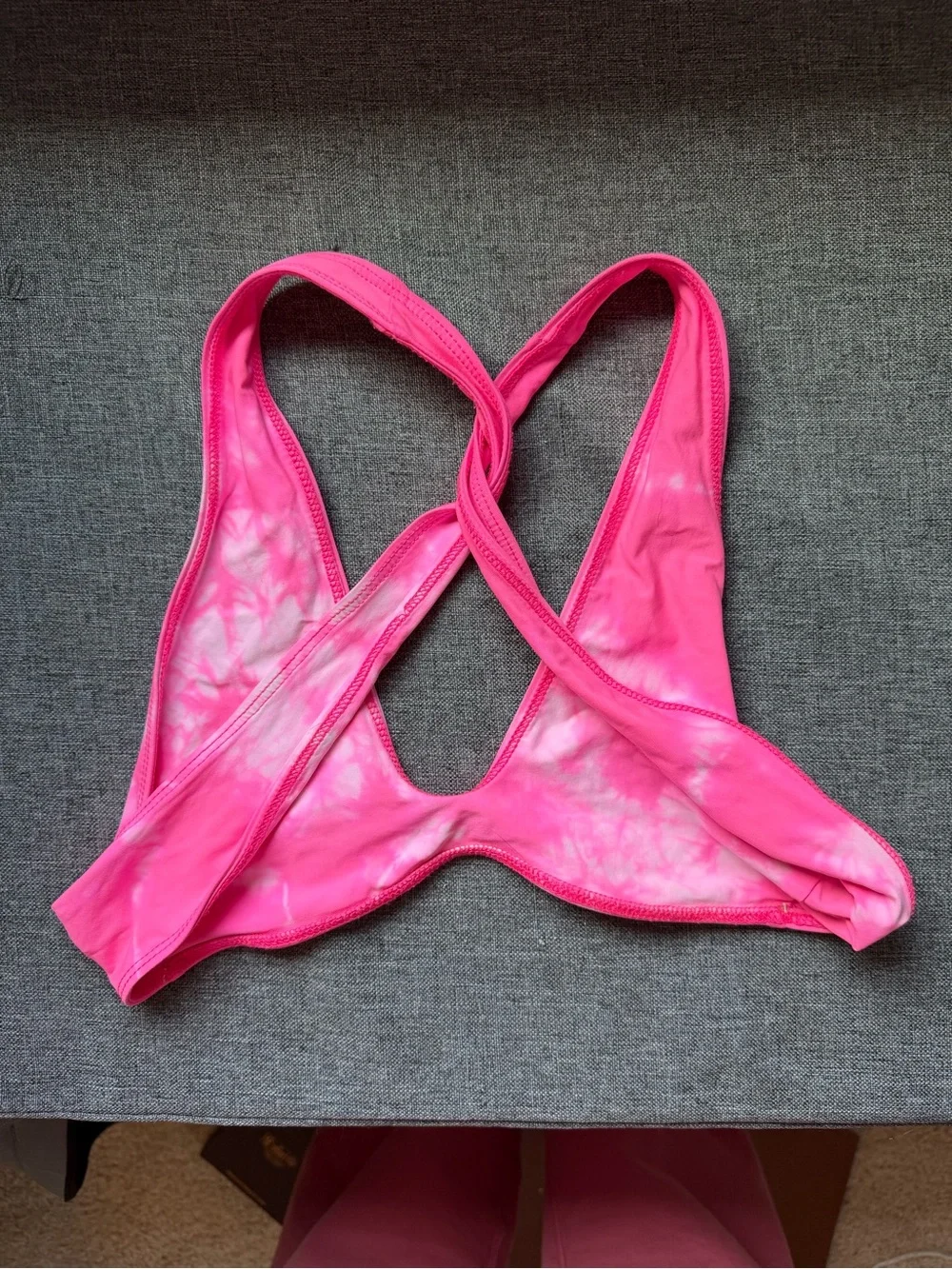 Frankie’s Bikinis x Sofia Richie Pink Tie-Dye Crisscross Bikini Top
